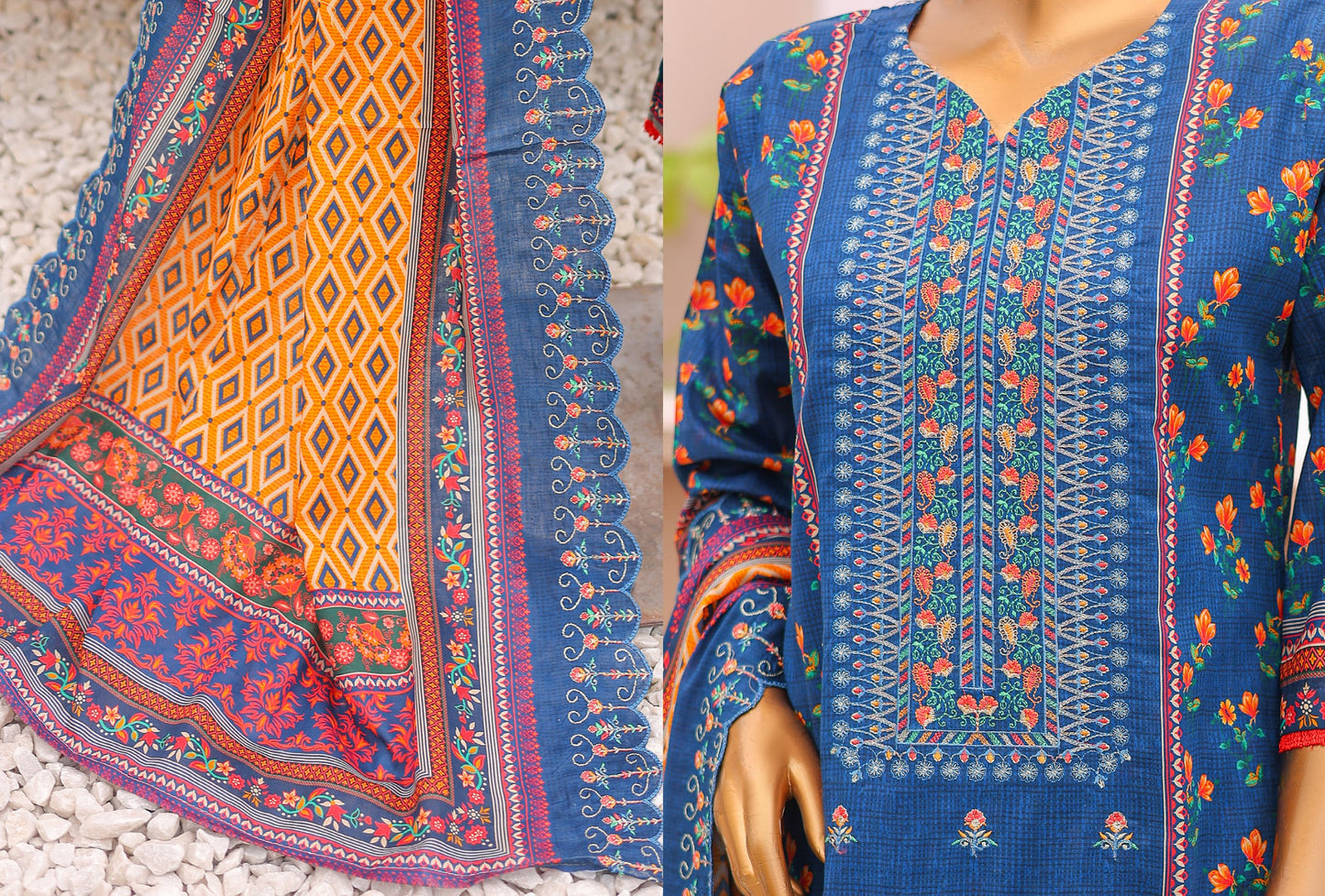 Sunehri Emboridery Lawn 3P