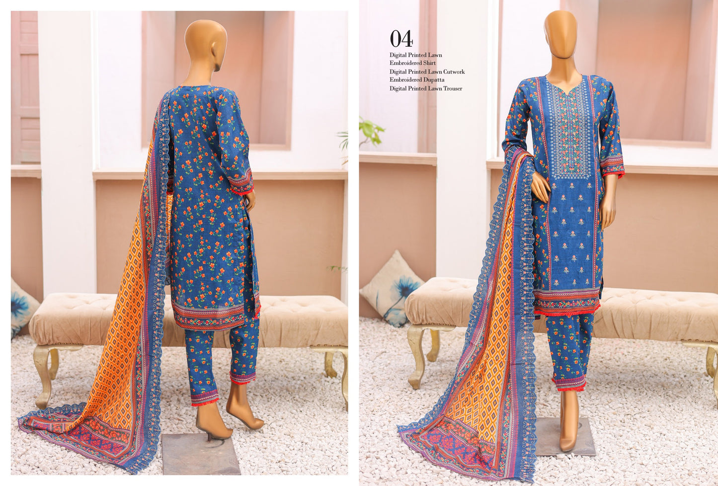 Sunehri Emboridery Lawn 3P