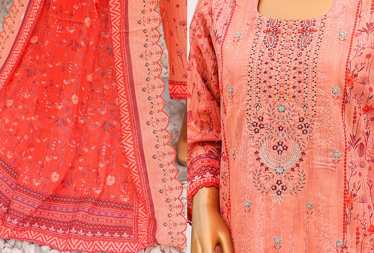 Sunehri Emboridery Lawn 3P