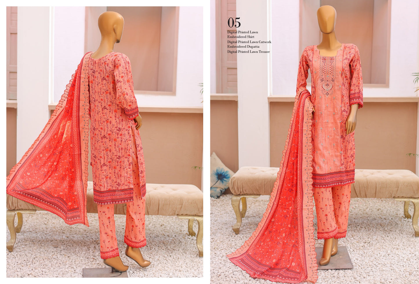 Sunehri Emboridery Lawn 3P