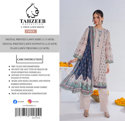 Tahzeeb Digital Lawn 3P