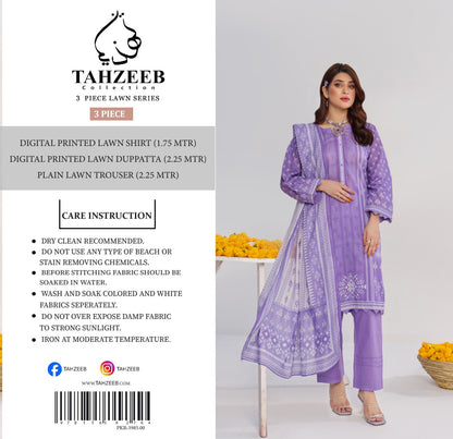 Tahzeeb Digital Lawn 3P