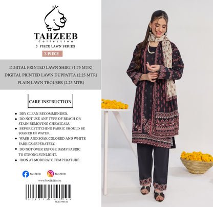Tahzeeb Digital Lawn 3P