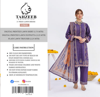 Tahzeeb Digital Lawn 3P