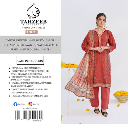 Tahzeeb Digital Lawn 3P
