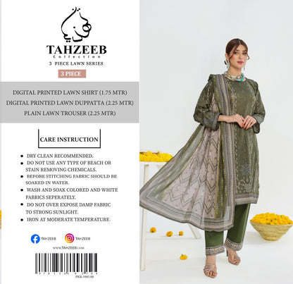 Tahzeeb Digital Lawn 3P
