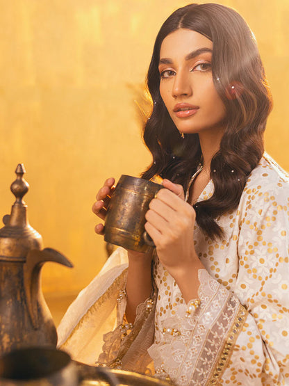 Salitex Embroidered lawn white 3P