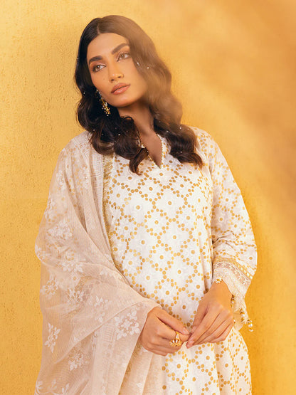 Salitex Embroidered lawn white 3P