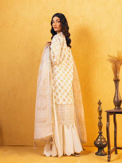 Salitex Embroidered lawn white 3P