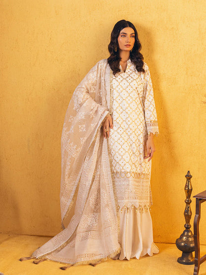 Salitex Embroidered lawn white 3P